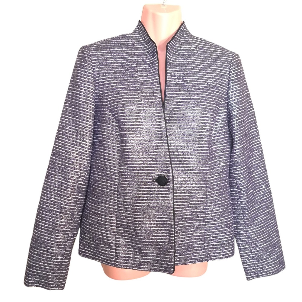 Jones Studio Separates‎ Purple Long Sleeve Blazer/Jacket Size 4 One Button